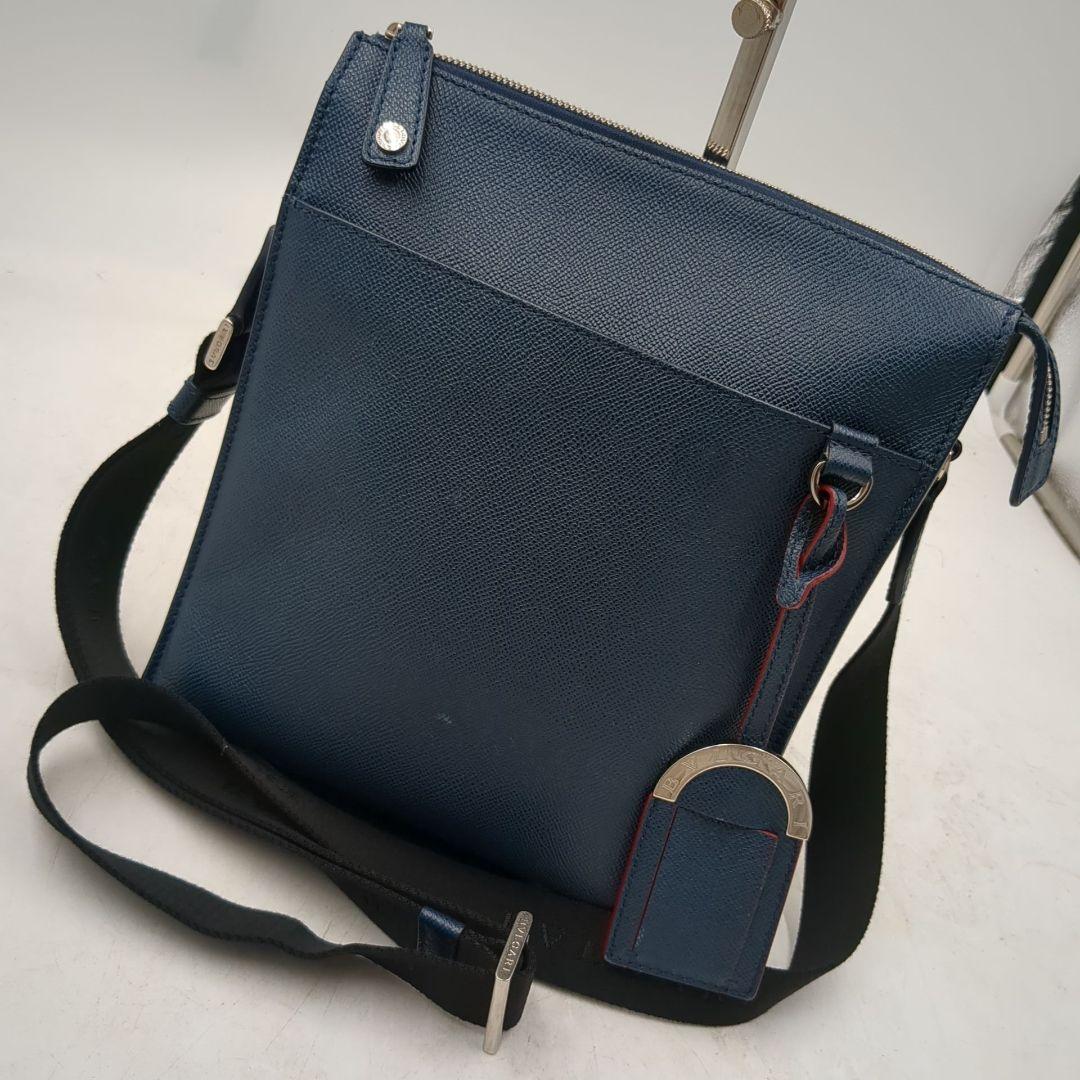 美品 ブルガリ ブルガリマン ショルダー バッグ メッセンジャー ネイビー