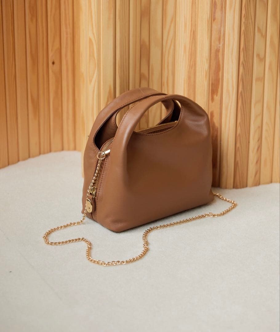 gemeil レイヤーチェーンバッグ キャメル