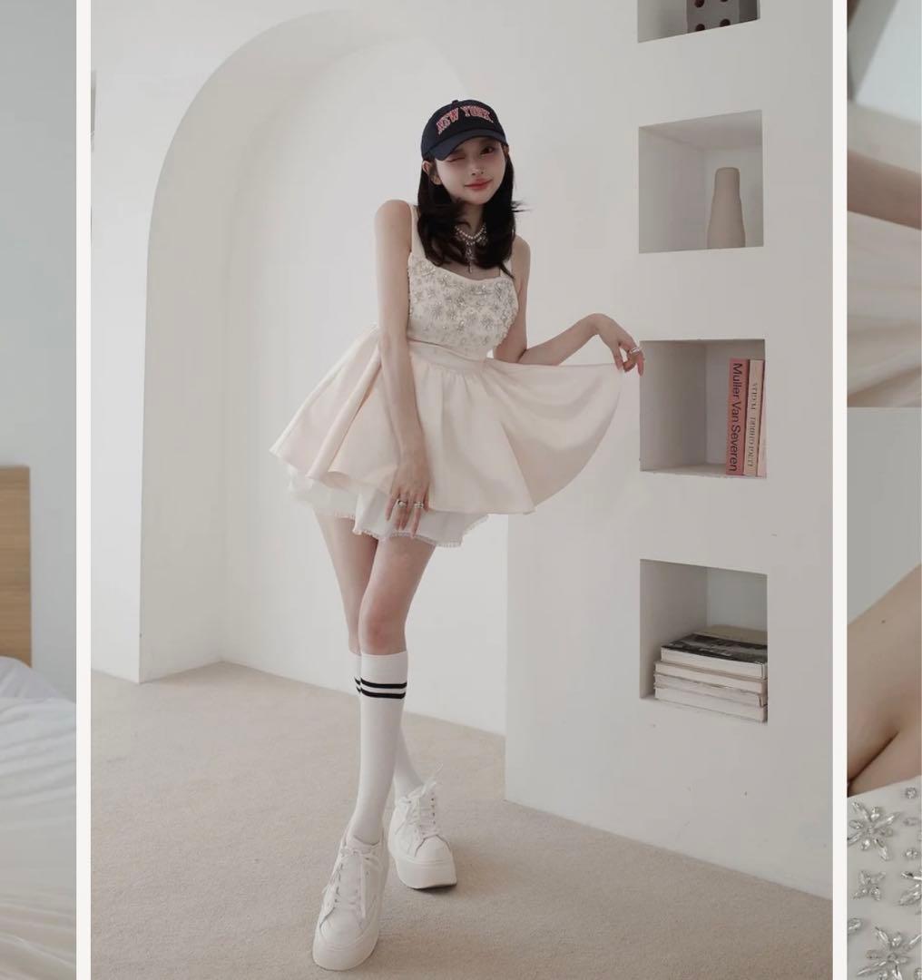 新品タグ付き アイボリー ダーリッチ ジュエリーフレアチュニック フリー