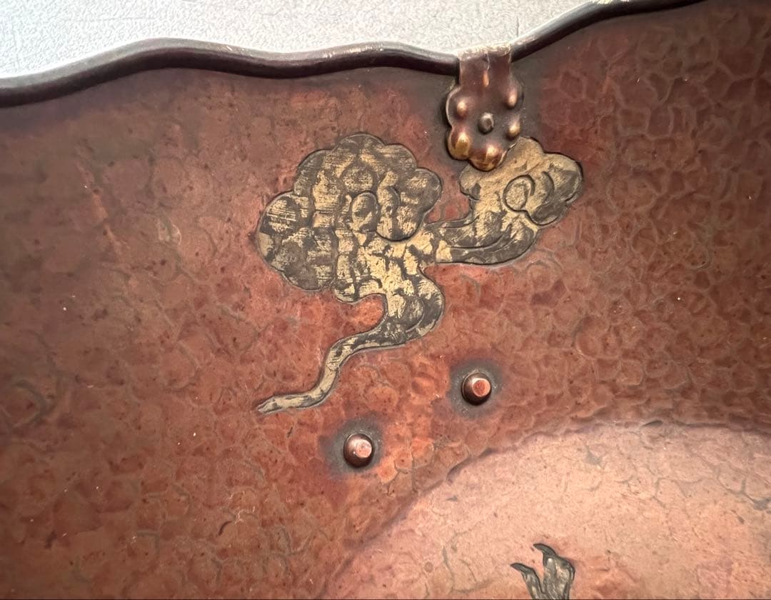 吉祥形銅蟲菓子器 銅製 龍 茶道具 金属工芸品 アンティーク