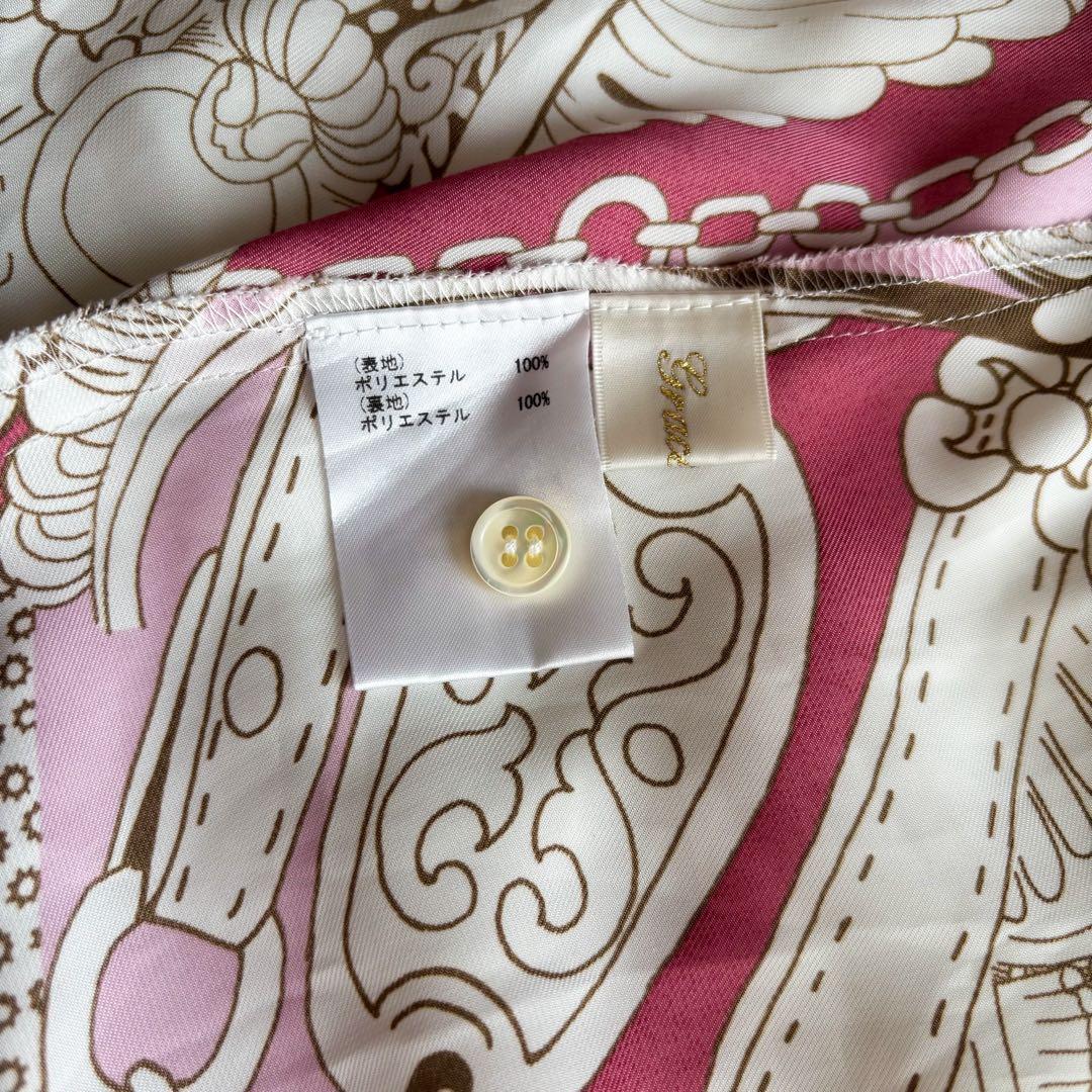 人気完売品✨グレースクラス　スカーフプリントワンピース　ベルト　七分袖　総柄