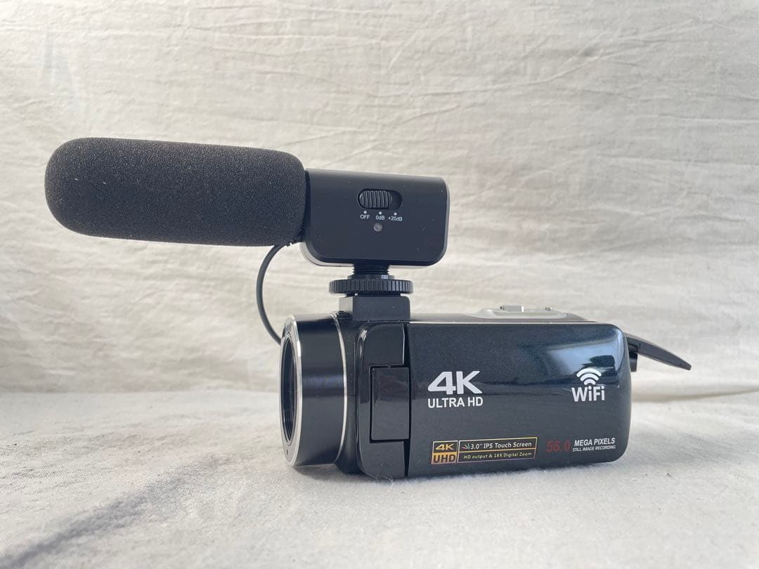4K Ultra HD ビデオカメラ 外部マイク付き