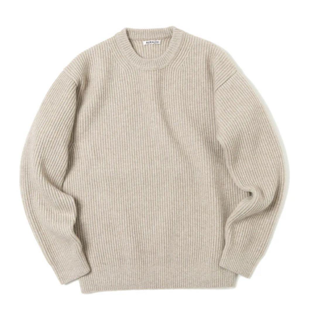 トップス AURALEE CASHMERE WOOL RIB KNIT BIG P/O 5