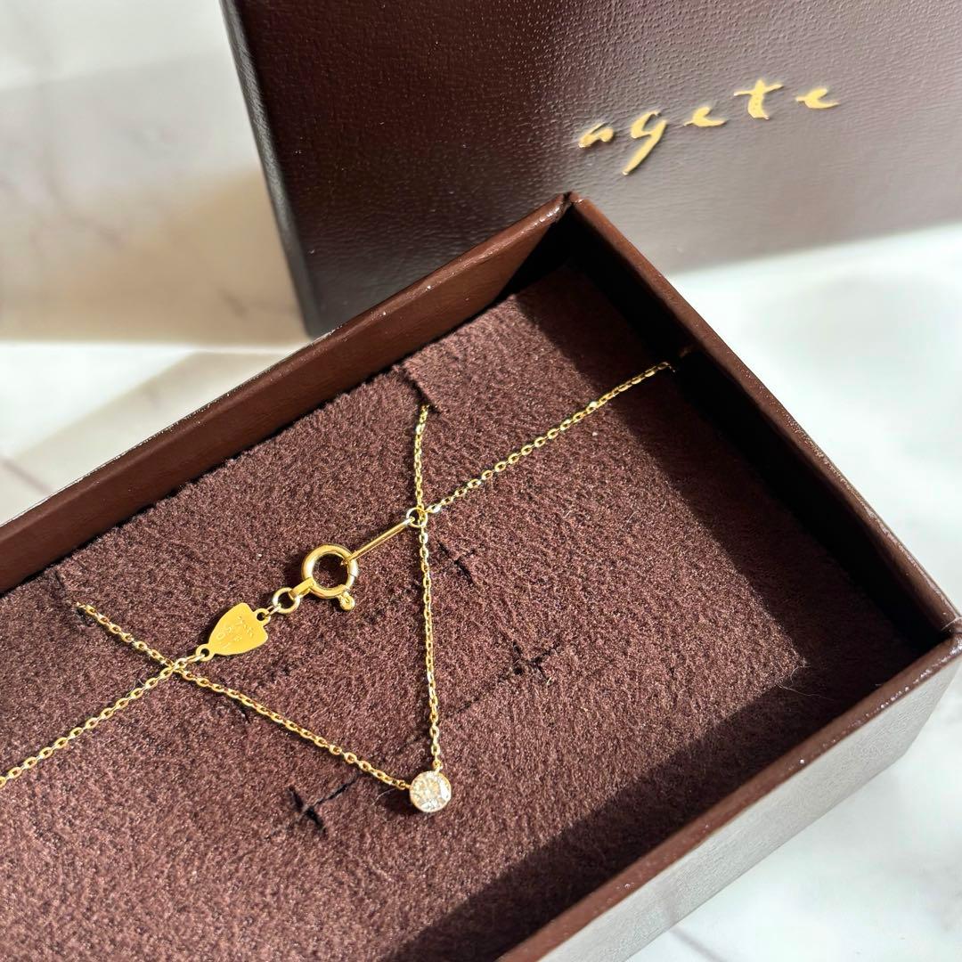 agete◎K18ダイヤモンドネックレス 0.1ct