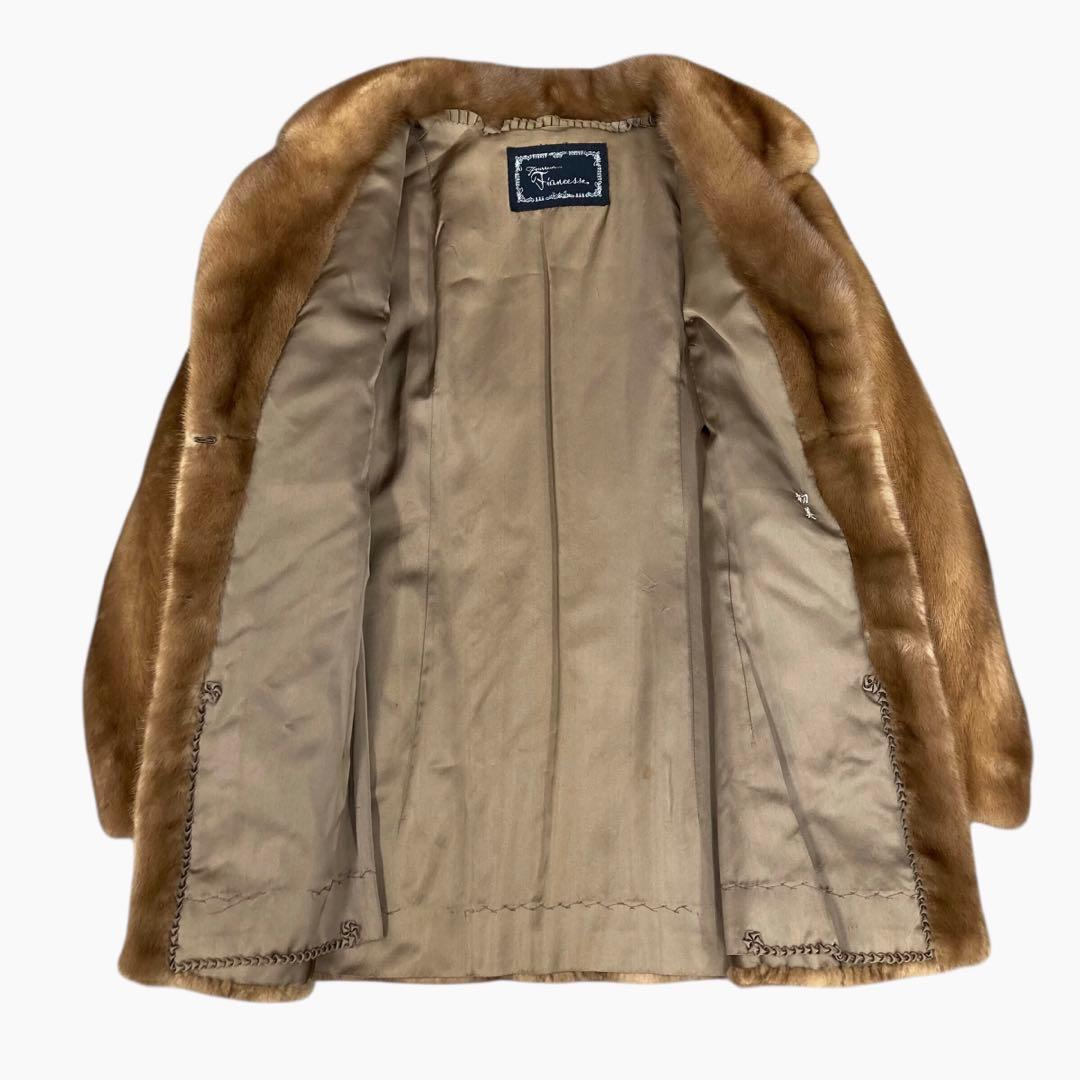 毛皮 ミンク ハーフコート ファー アウター ライトブラウン 9号
