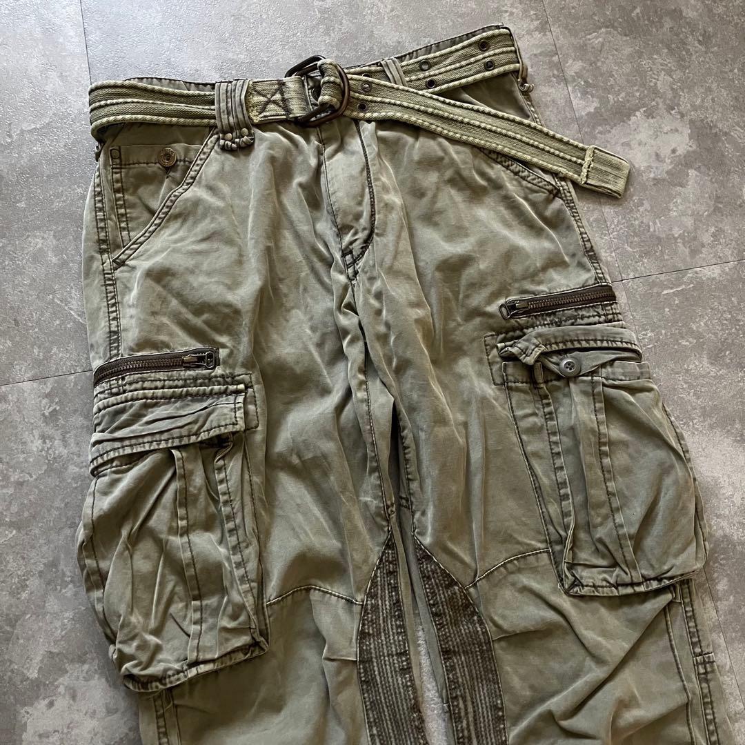 avirex hem zip flared cargo pantsベルト付Y2K