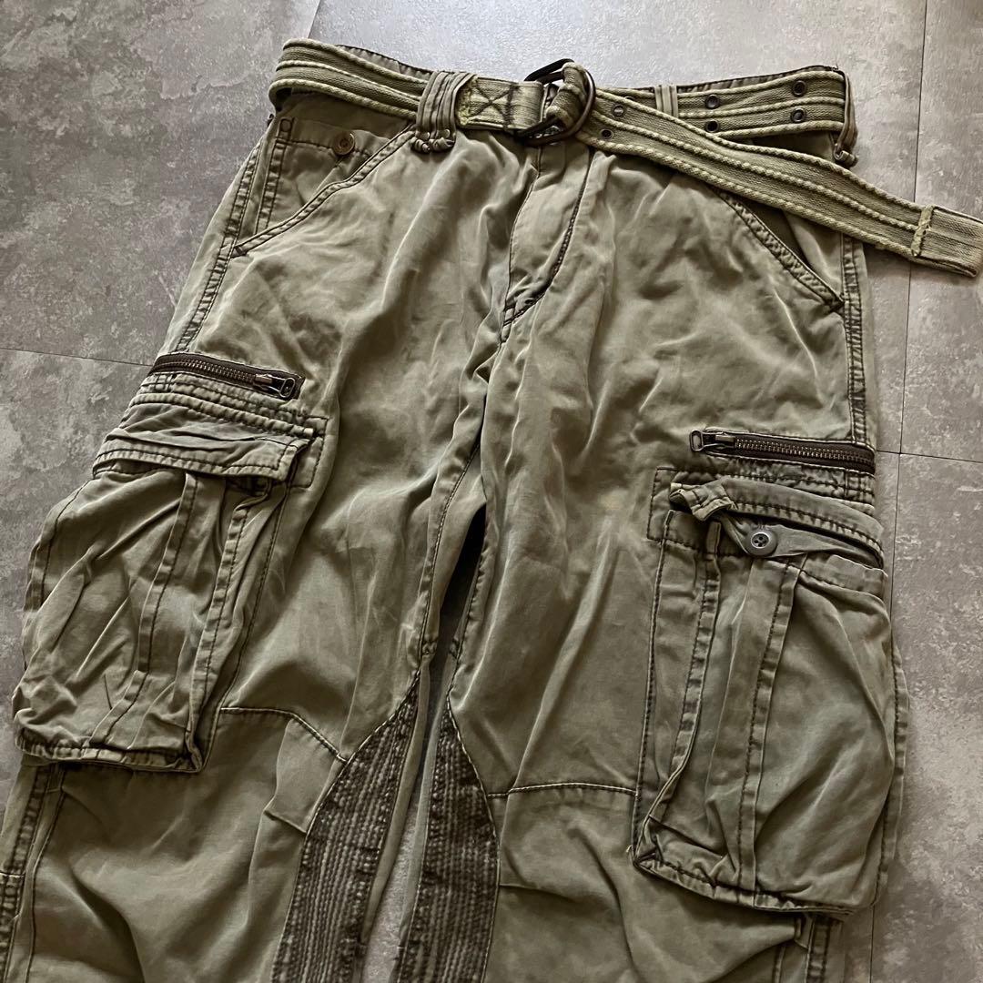 avirex hem zip flared cargo pantsベルト付Y2K