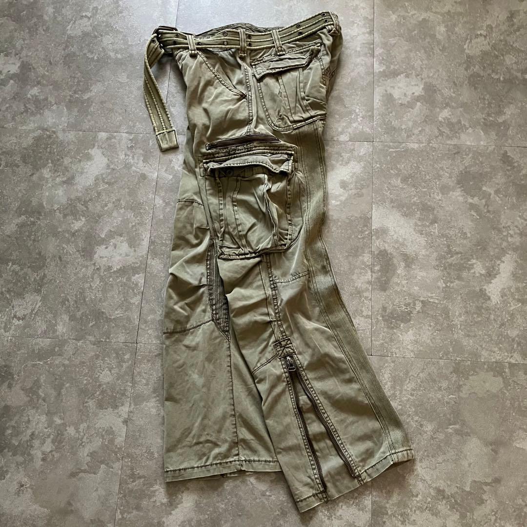 avirex hem zip flared cargo pantsベルト付Y2K