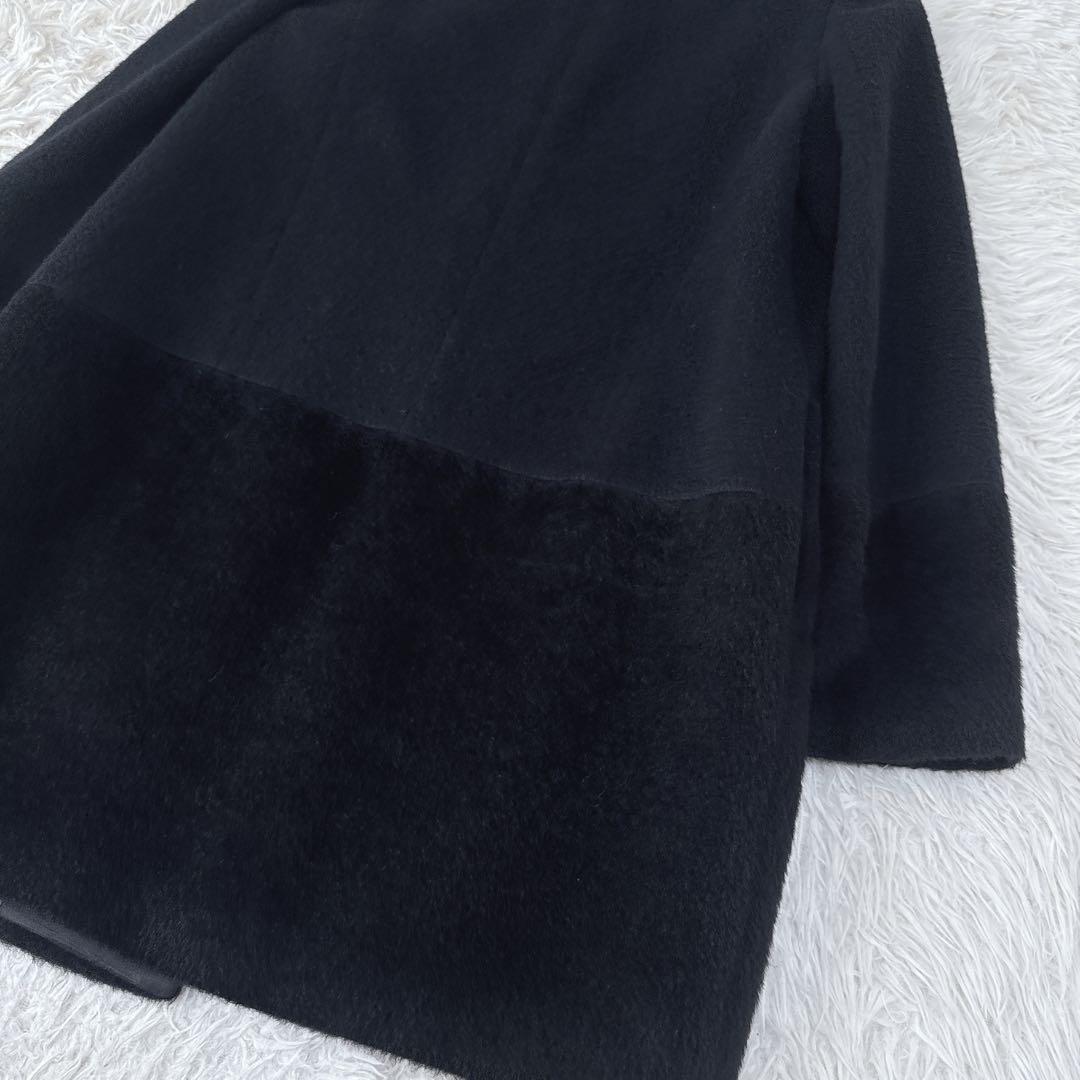 BALLSEY 38 黒色 ノーカラーコート ウール アルパカ アンゴラ