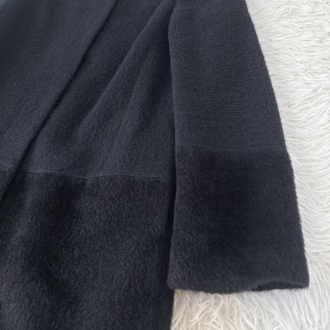 BALLSEY 38 黒色 ノーカラーコート ウール アルパカ アンゴラ