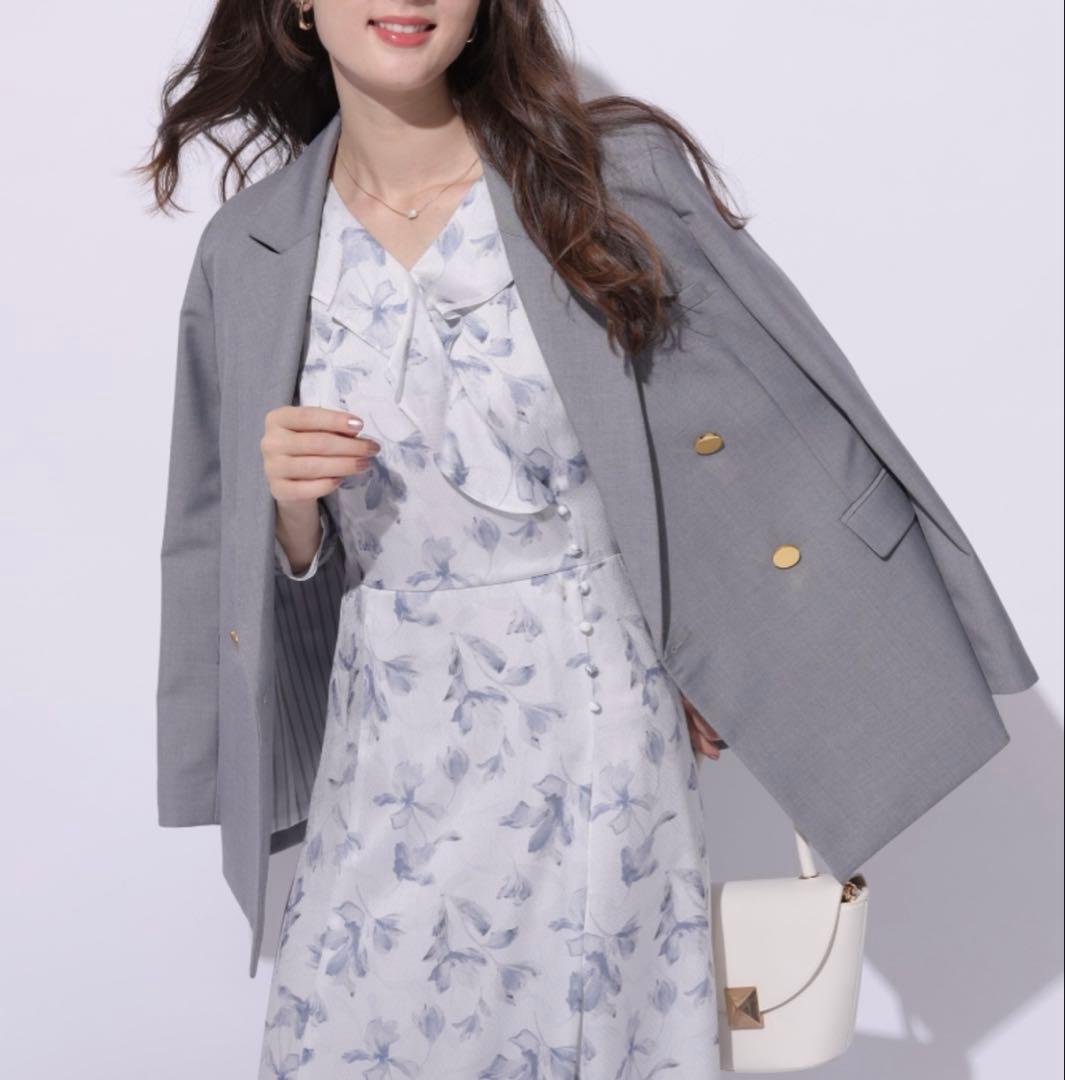 アプワイザーリッシェ ダブル釦テーラージャケット グレー S