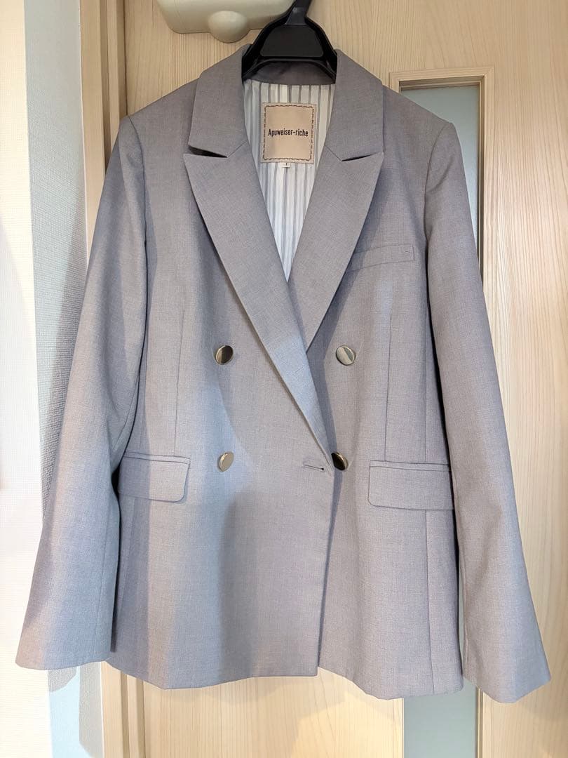 アプワイザーリッシェ ダブル釦テーラージャケット グレー S