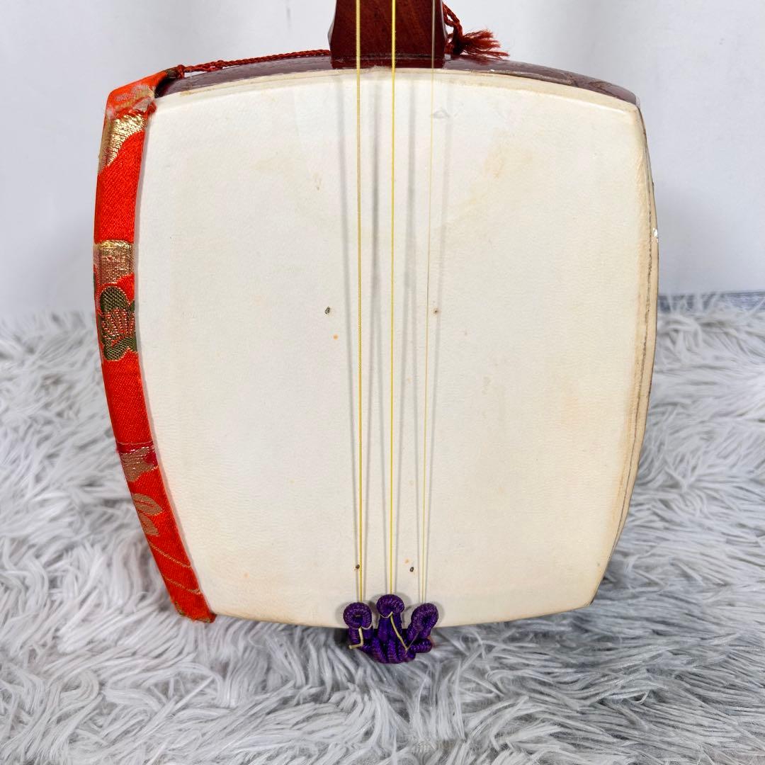 【希少】長唄三味線　細棹　花梨　正寸　丸打胴　本皮　現状品