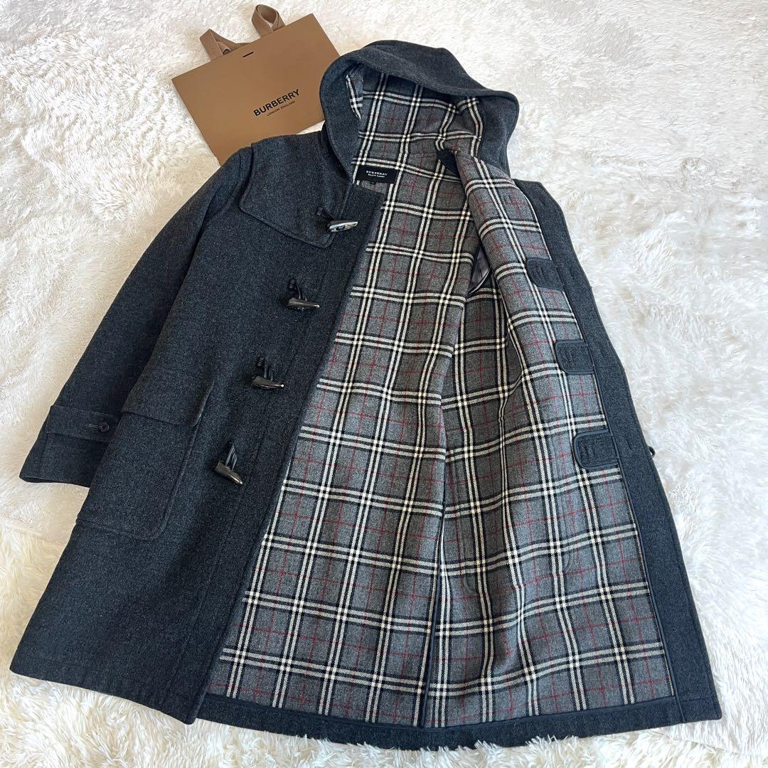 美品　バーバリーブラックレーベル　ダッフルコート　ノバチェック　ベルト　L