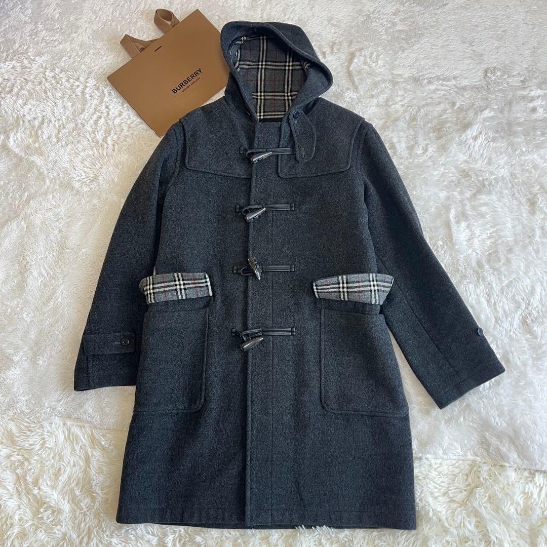 美品　バーバリーブラックレーベル　ダッフルコート　ノバチェック　ベルト　L