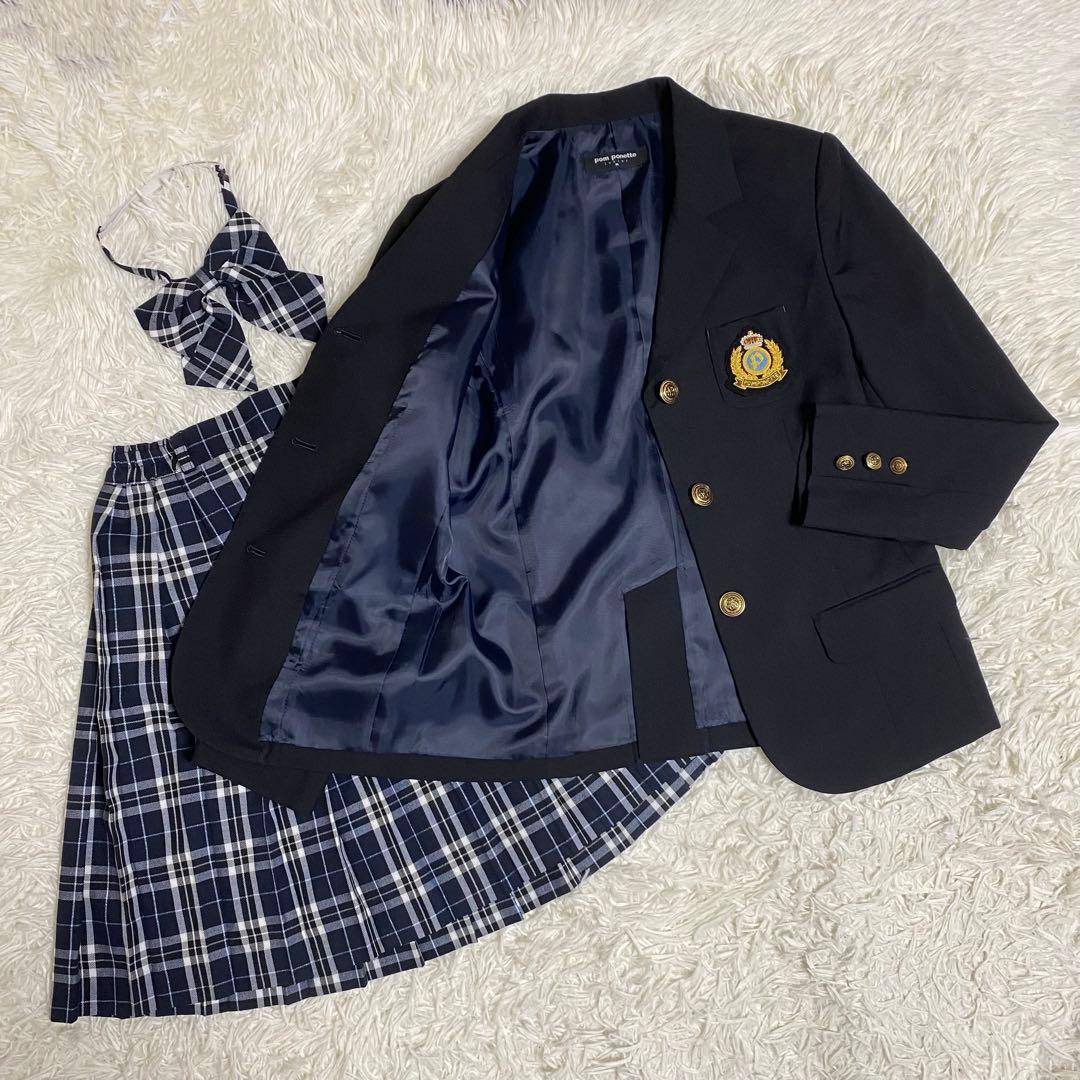 【未使用級】ポンポネット　フォーマル3点セット　ネイビー　150-160cm