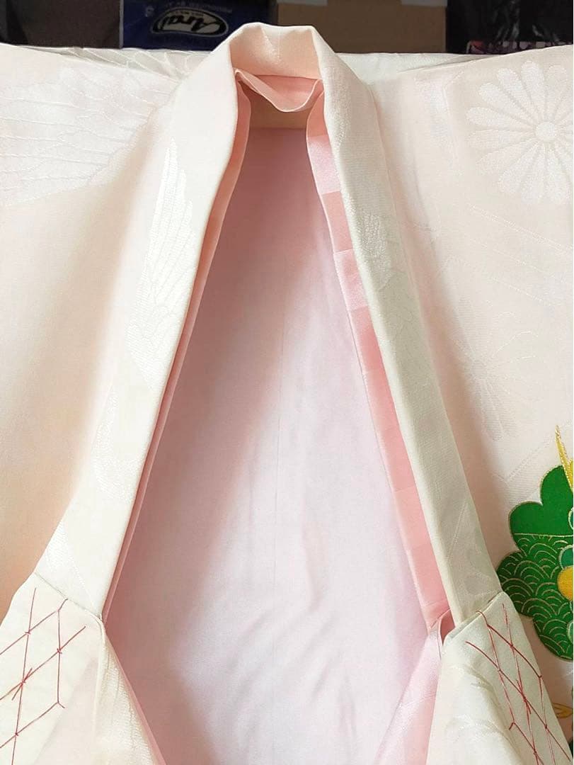 □ 正絹女児用　お宮参り　掛け着　初着　七五三　アンティーク　牡丹刺繍