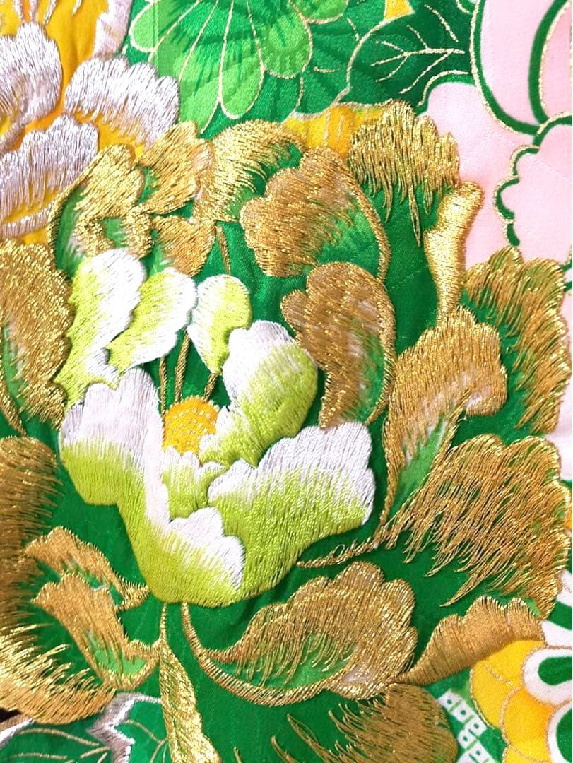 □ 正絹女児用　お宮参り　掛け着　初着　七五三　アンティーク　牡丹刺繍