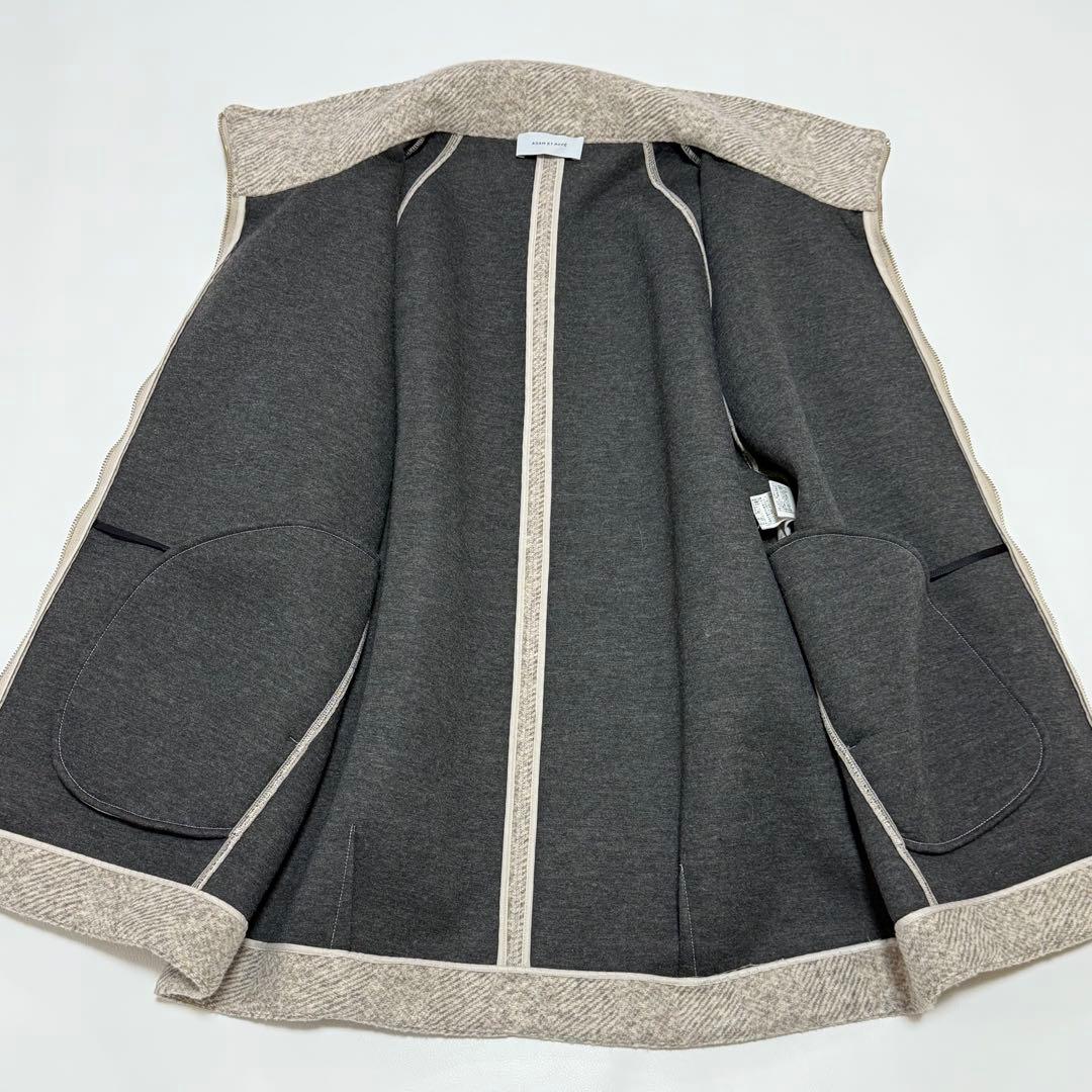 2025完売品✨ アダムエロペ ヘリンボンツイードボンディングコーディガン 美品