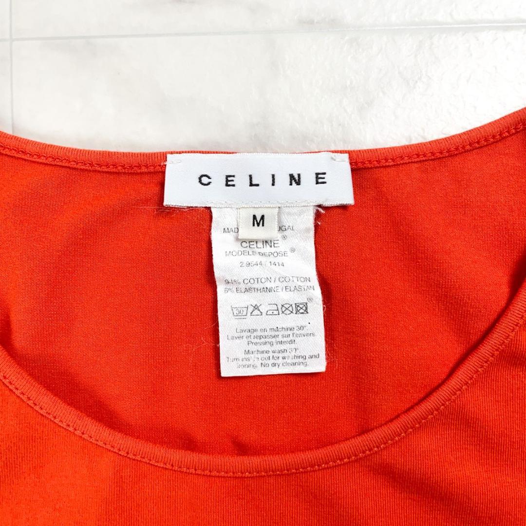 セリーヌ 90s~00s vintage ライン 半袖Tシャツ 橙M*JD335