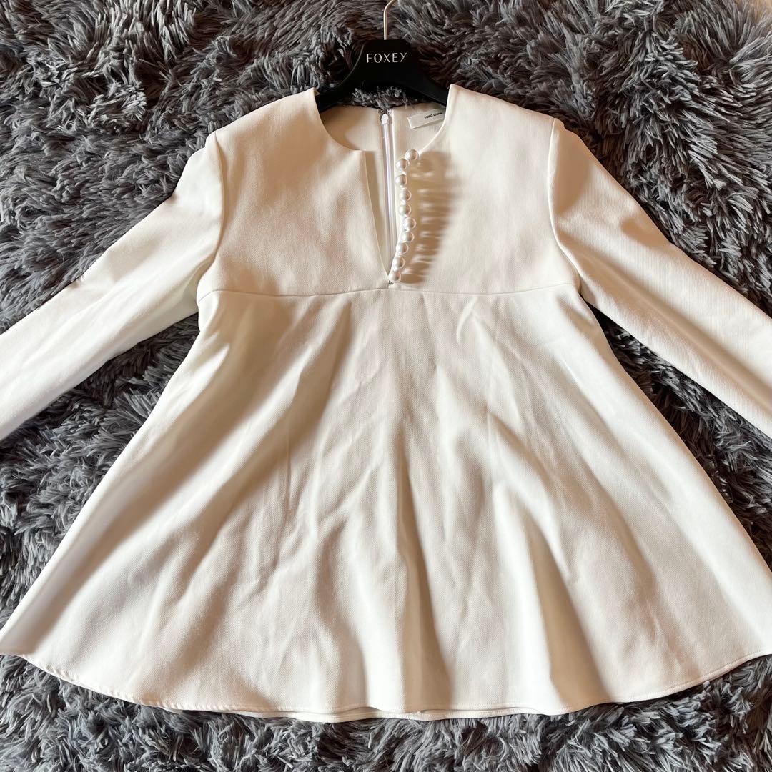 美品✨ ヨーコチャン パールAライントップス ロングスリーブ 近年 40 白