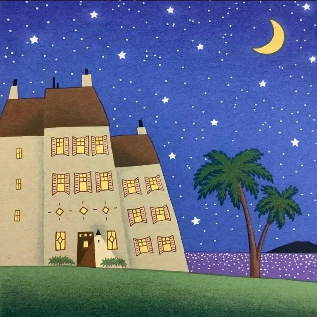 2点セット・絵画・額縁・版画・渡辺 美香子・新品未使用・夢・星・月・美術品・雑貨