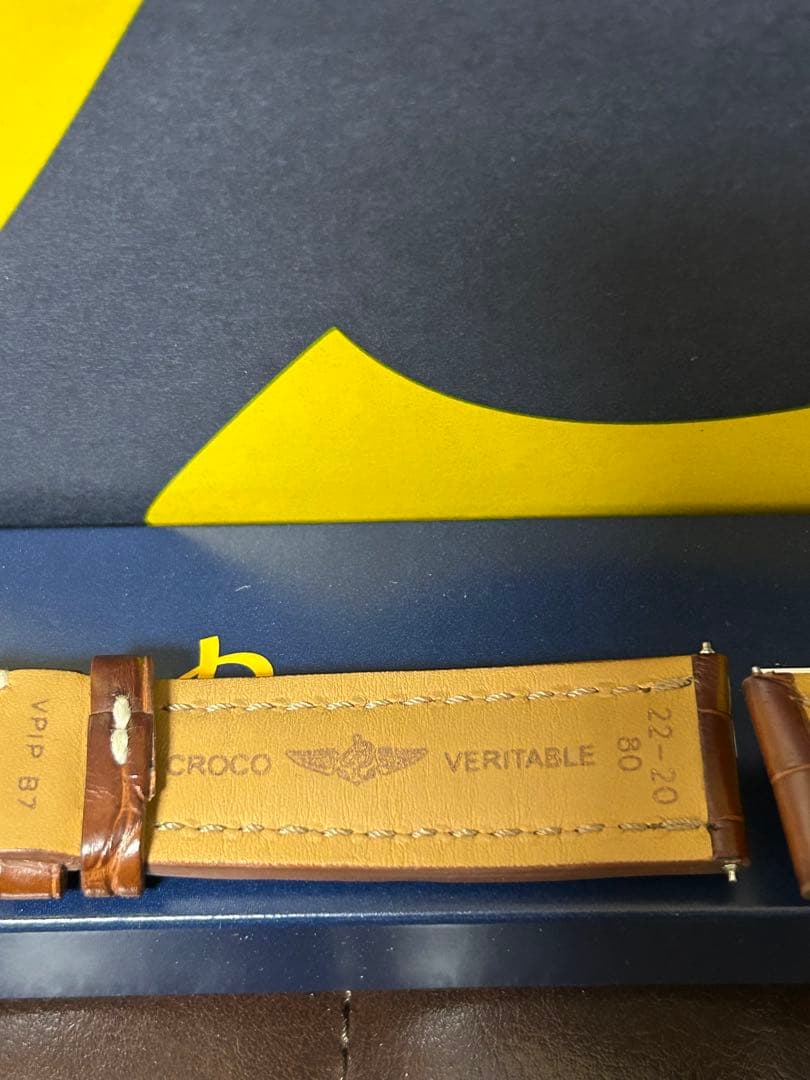 ブライトリング純正 ブラウンアリゲーターストラップ&Dバックル　セット