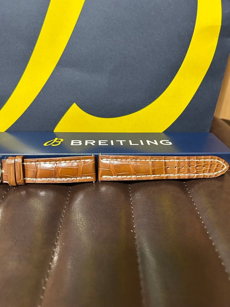 ブライトリング純正 ブラウンアリゲーターストラップ&Dバックル　セット