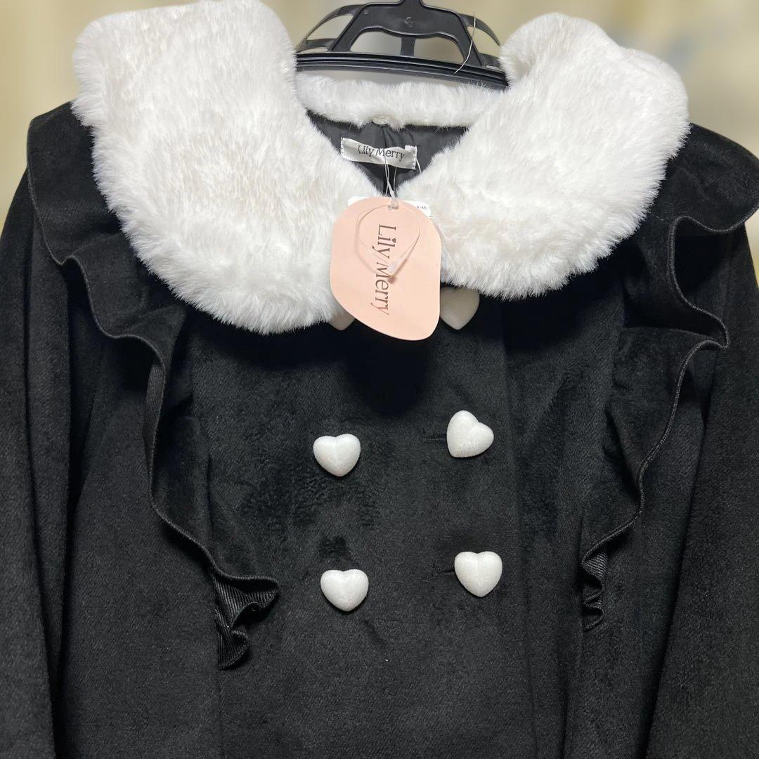 もえにゃコラボしまむらハートボタンフリルコート　大きいサイズ4L