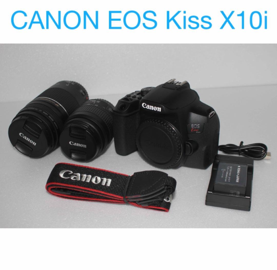 保証付/一眼レフカメラcanon kiss x10i標準&望遠ダブルレンズセット