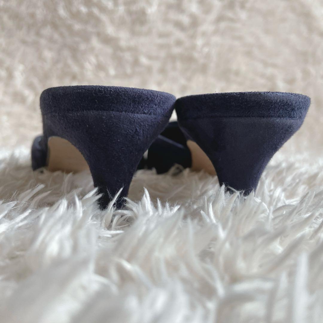 セルジオロッシ　sr1　ローヒールパンプス　ネイビー　37　メタルプレート