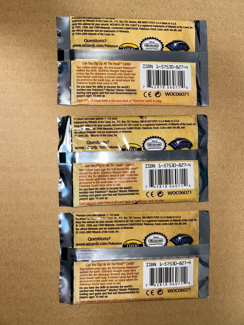 s*o様 【ポケモンカード 未開封】FOSSIL3パックセット英語版