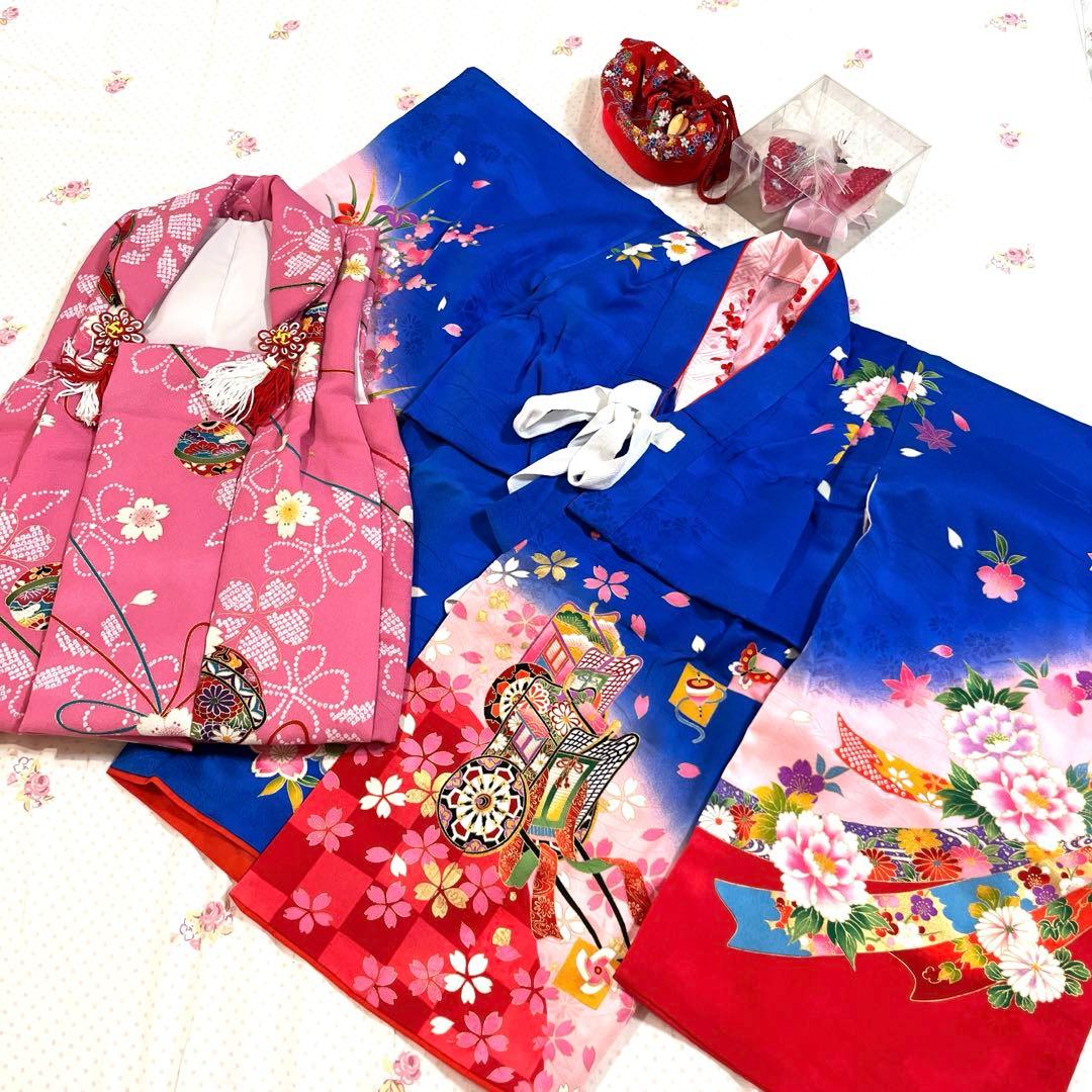 【マリン】★女の子3歳　七五三正絹お着物被布セット