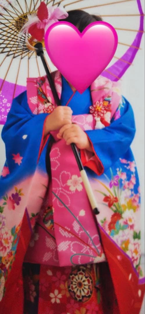 【マリン】★女の子3歳　七五三正絹お着物被布セット