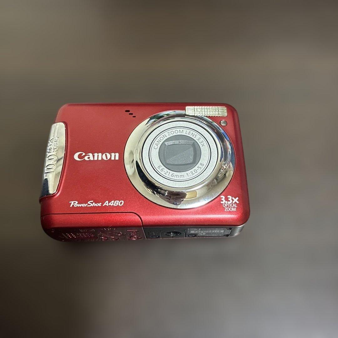 Canon PowerShot A480 デジタルカメラ　レッド　乾電池式　美品
