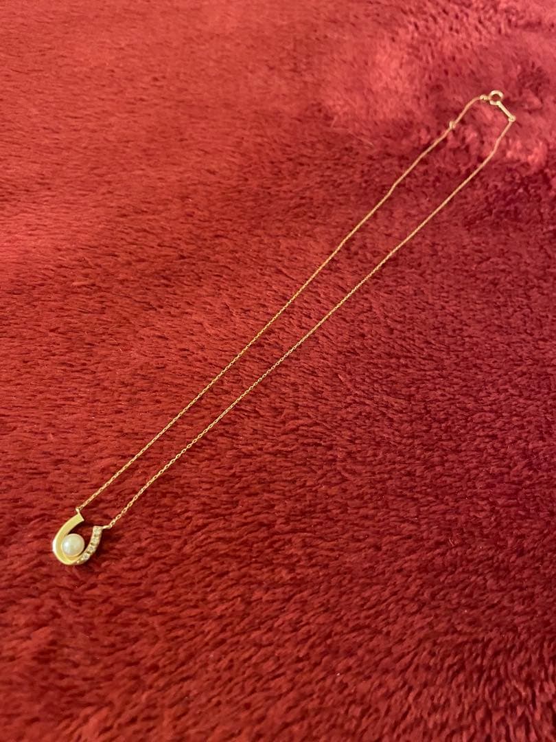 【美品】ヴァンドーム青山 K10 馬蹄 パール ダイヤモンド ネックレス