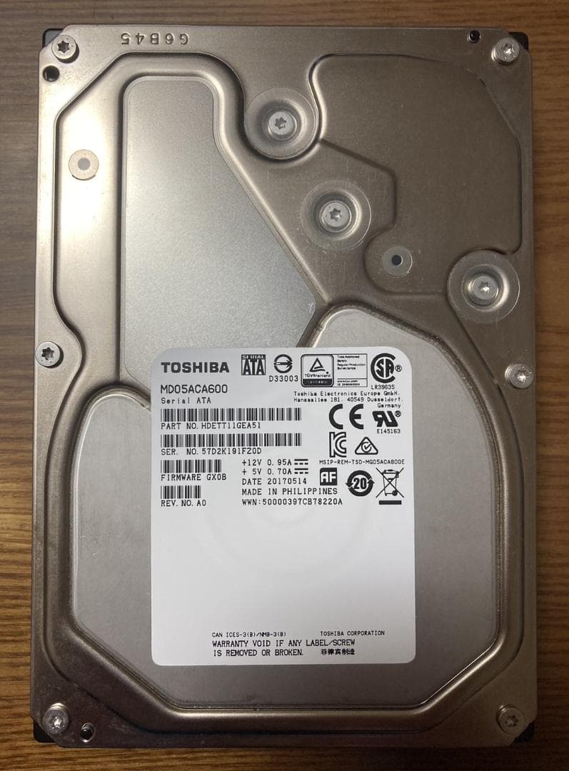 東芝 TOSHIBA MD05ACA600（3.5インチ HDD 6TB）