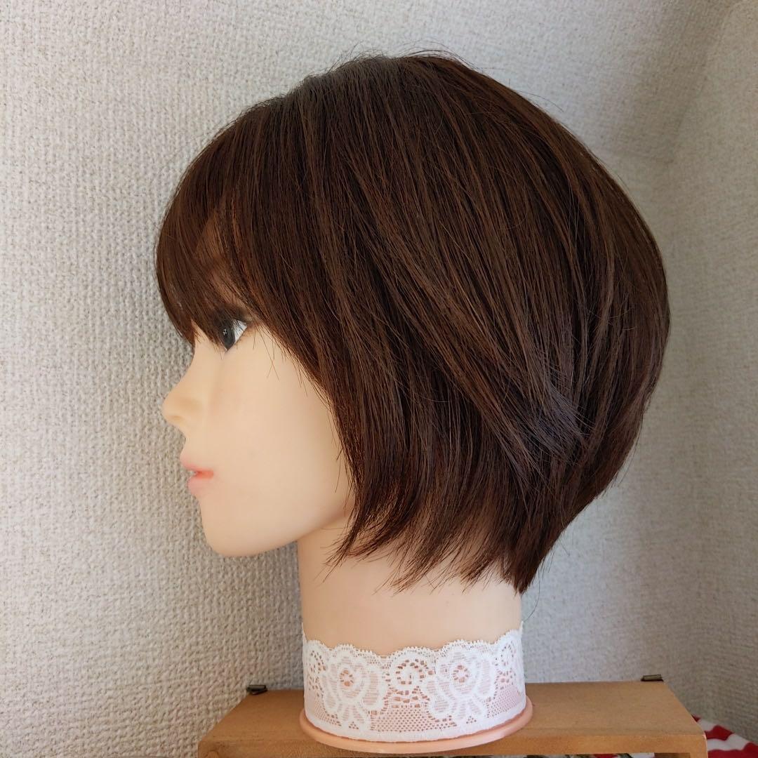 ★サラサラ高級人毛100%★ショート　ブラウン　フルウイッグ　かわいいかつら