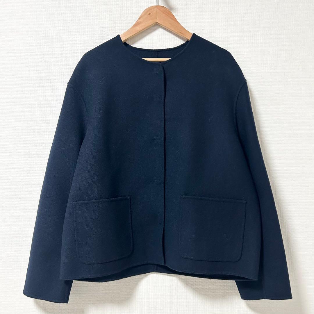 美品✨マックスマーラ　ノーカラーコート　クチートアマーノ　ネイビー　40