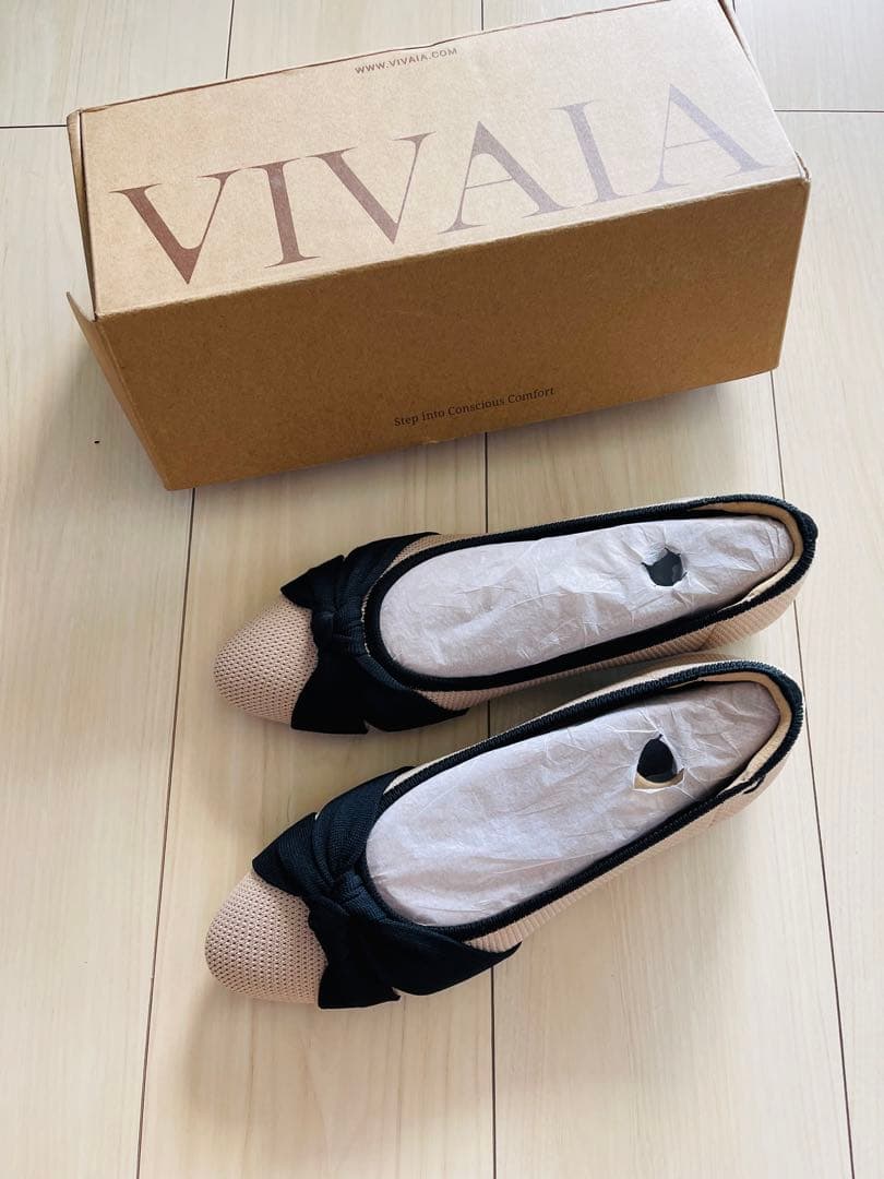 新品！VIVAIA [Bibi] アーモンドトゥ 結びデザイン フラットシューズ