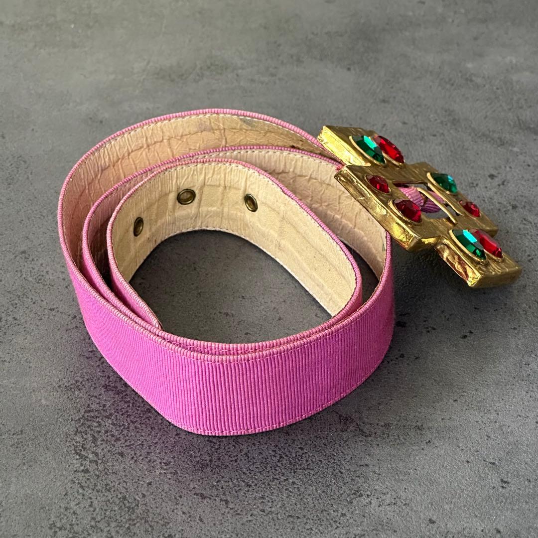 イヴ・サンローラン リヴ・ゴーシュ クリスタル ゴールドクロス ナイロンベルト