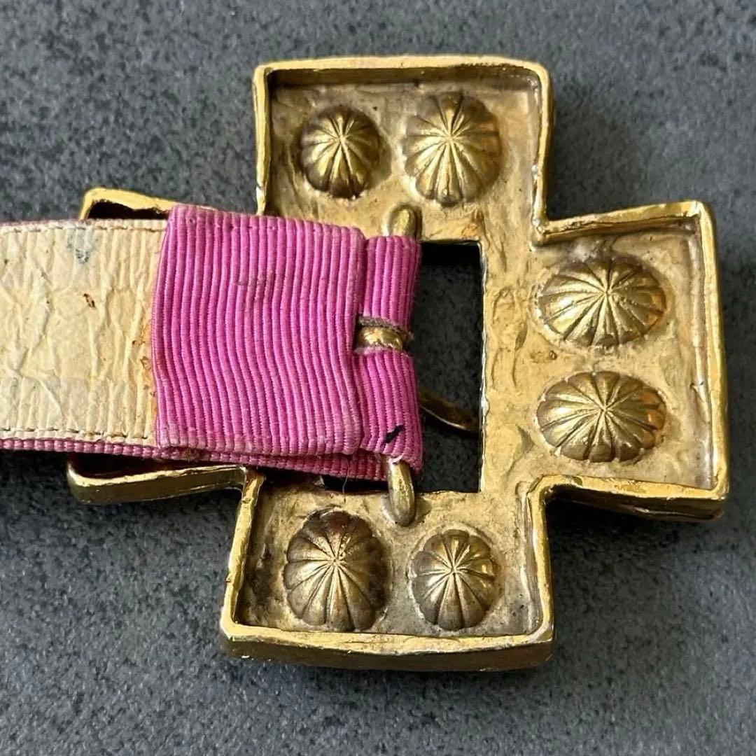 イヴ・サンローラン リヴ・ゴーシュ クリスタル ゴールドクロス ナイロンベルト