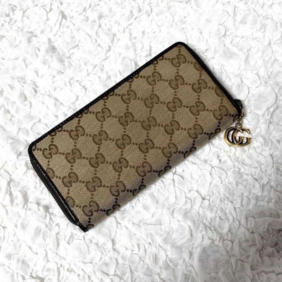 希少✨GUCCI GGキャンバス 長財布　ラウンドファスナー　マーモント