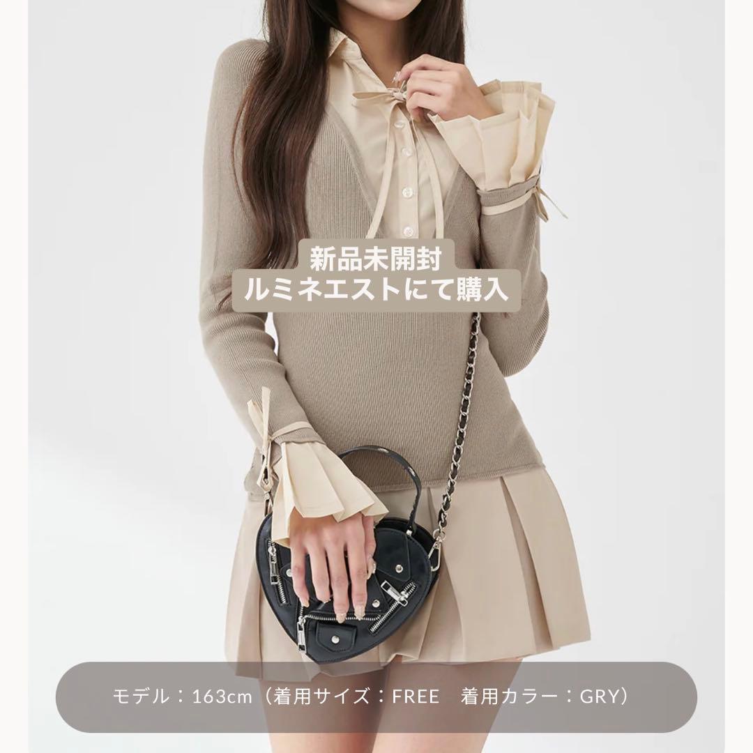 ダーリッチ シャツドッキングプリーツミニワンピース F グレー（GRY）