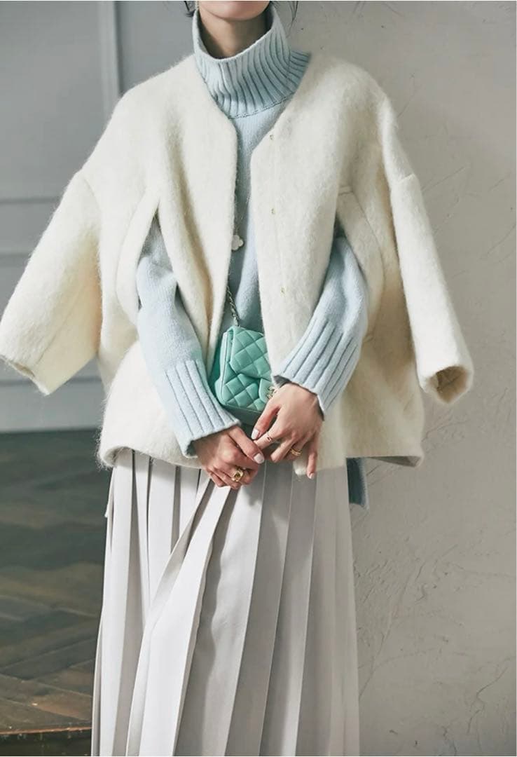 【未使用】SEVENTEN セブンテン ミディアムコクーンシャギーコートXS