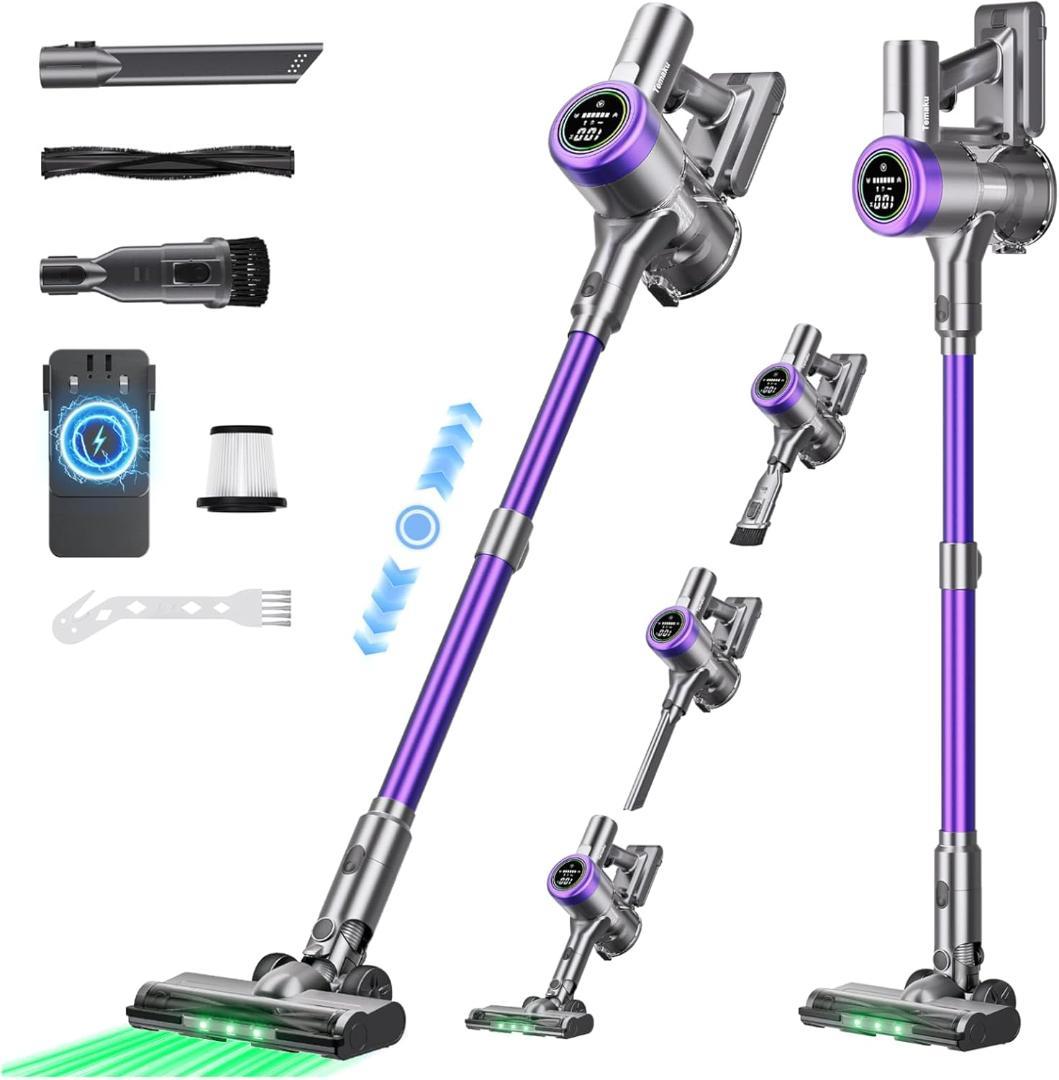 掃除機 コードレス90KPa超強力吸引・65分連続稼働・自立式・低騒音