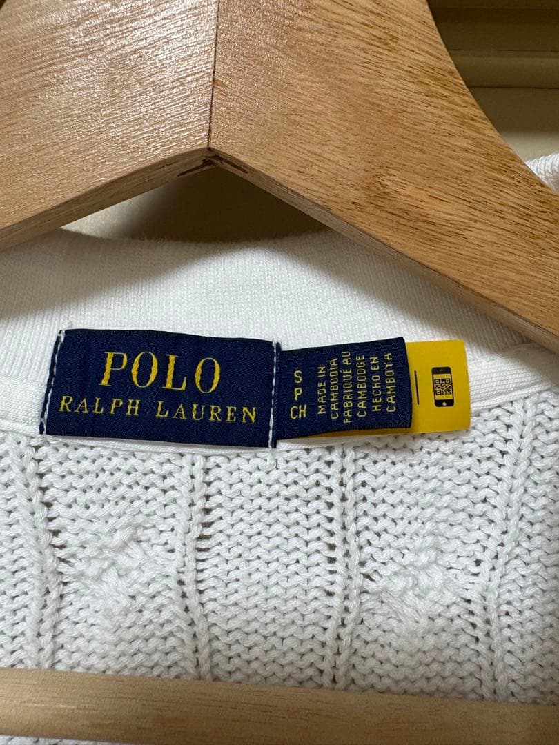 Polo Ralph Lauren ケーブル編みポロシャツ S ホワイト