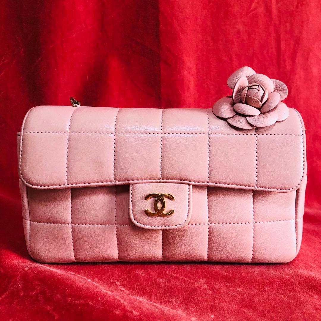 CHANEL シャネル チェーンショルダーバッグ ラムスキン カメリア