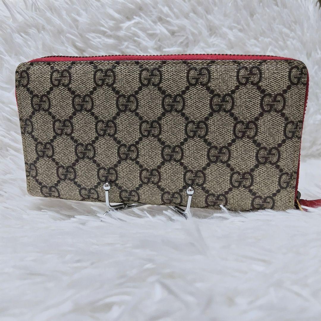 レア極美品✨チェリースプリームラウンドファスナー長財布　ゴールド金具赤レザー