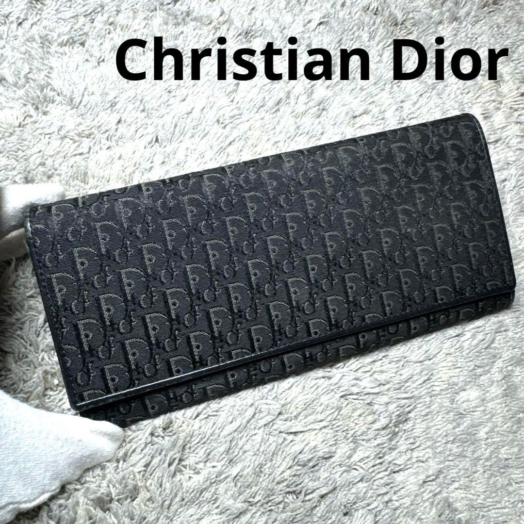 Christian Dior ディオール 長財布 総柄 レザー ブラック